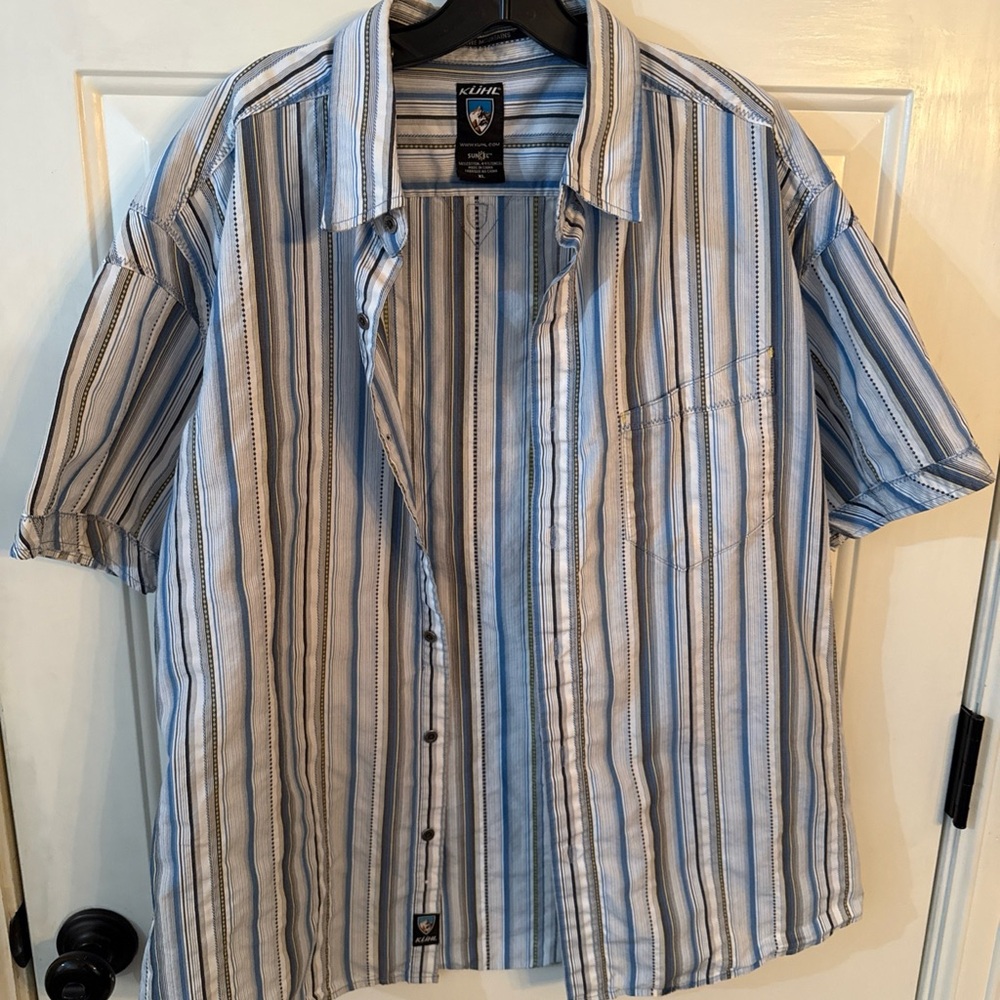 Kuhl Men's Casual Blue and White Striped Shirt
